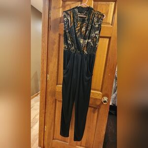Animal Print Jumpsuit with Black Legs